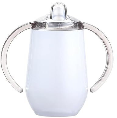 Varsany Baby Sippy Cup for Toddlers - BPA-Free Stainless Steel Double Walled - Free Flow Sippy Cup - Easy Transition - White