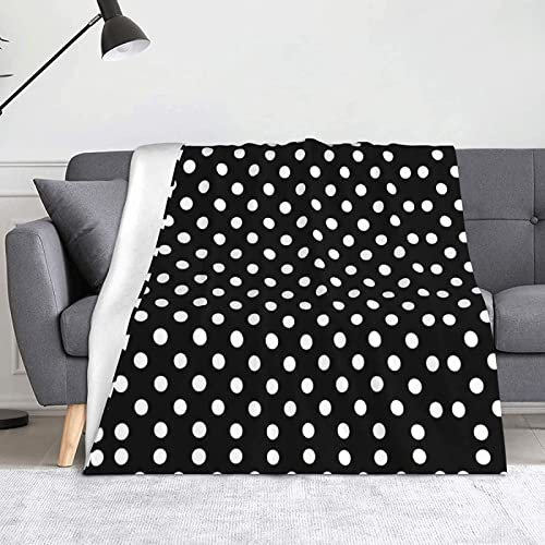 LATIZI Kuscheldecke 130x150 Tupfen Polka-Punkte Flanell Fleecedecke 3D Print Weich Flauschige Decke für Bett Sofa Sofadecke Wohnzimmerdecke Deko Camping Wohndecken