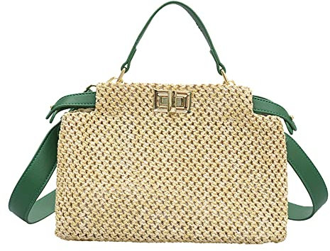 Bolsa de paja para mujer, bolsa de mano pequeña, bolsa de hombro de paja, bolso de mano elegante, bolso cruzado 2023, Verde