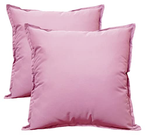 Olivia Rocco Lot de 2 housses coussin imperméables, pour extérieur, jardin, décoratives respirantes terrasse, banc, canapé, mobilier, intérieur, salon, lit, chaise, 43x43 Rose