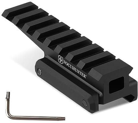 FOCUHUNTER 20 mm Picatinny-Schiene, 8,9 cm Länge, 2,3 cm hoch, schnelle optische Riser-Montage, Kurze Montage, Ständeradapter, 8 Schlitze, versetzte Schiene, leichtes Zubehör