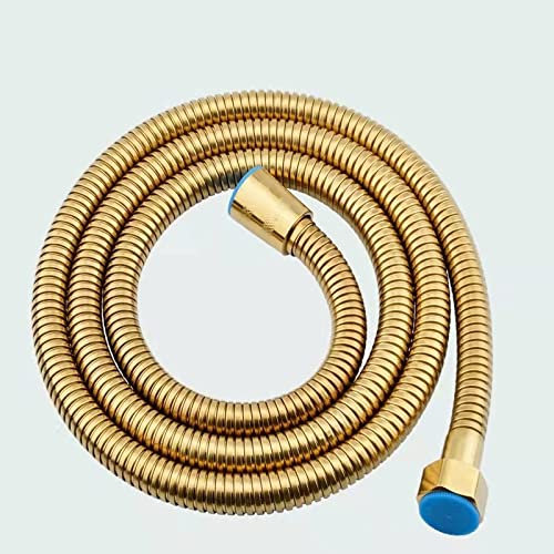 Shower Hose 1M / 1.5M / 2M Super Low Water Pressure Boosting Heavy Duty 12mm Inner Large BORE 2 Meter Long Shower Hose,Golden,1.5M