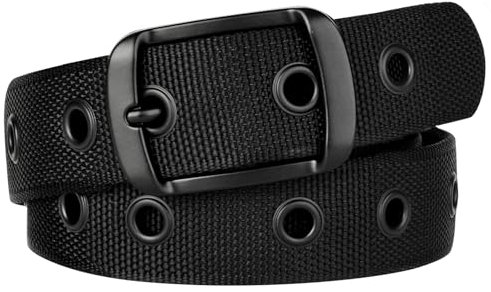 Bluecton Nietengürtel Herren Gürtel Männer Stoffgürtel Schwarz Größe 100CM