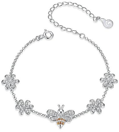 S925 Mode Niedliche Kleine Biene Insekten Design Armband,Liebe Freundschaft Armband Jubiläum Geburtstag Thanksgiving Weihnachten Geschenk Armbänder Für Frauen Mutter Ihre Freundin,Bild,Einstel