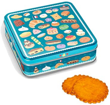 DV France | Lattina Metallo Soggetti Dolci | Biscotti Puro Burro Fior di Sale - 150 Gr | Biscotti Burro Salato | Galettes Fior di Sale