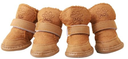 Dog Boots Paw Protector, Set of 4 Waterproof Dog Shoes with Reflective Straps, Dog Walking Boots for Rainy Winter Snowy Day, Anti-Slip Sole Outdoor Dog Shoes for Small Medium Dogs Autumn Winter