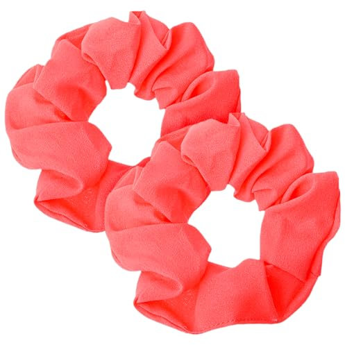 2 Stück Neon Haargummi Scrunchie Pop Fluoreszierende Koralle Scratch Einfarbiges Kratzgummiband Kratzkrawatten Haarschmuck Scrunchies Seide für Damen Satin Haargummis Mädchen Glitzer