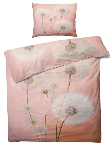 QEODAH Pusteblume Bettwäsche 135x200 Winter - Blumen Bettbezug 135 x 200 2er Set - Wendebettwäsche & Kissenbezug - Weiche Mikrofaser Bettwäsche-Sets mit Reißverschluss - Schlafzimmer Bett Deko
