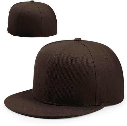 YEKEYI Flat Bill Visor Snapback Hat Blank Brim High Top End Trendy Lain Tone Baseball Cap Cowboyhut, coffee, 7 3/4