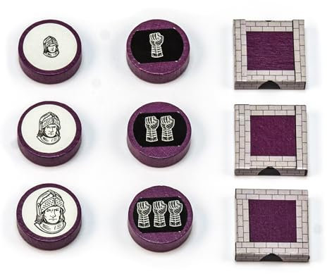 Waldfelsen® Figuras de hoz: 6 caballeros y 3 murallas de la ciudad, incluye pegatinas adecuadas para los colonos (color lila)