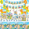 Chukua Bluey Pappteller Kindergeburtstag Deko- 113Pcs Dog Geburtstag Geschirr Set Geburtstagsdeko Partygeschirr Party Deko Tischdecke Servietten Teller und Becher Luftballon Banner Tortendeko 20 Gäste
