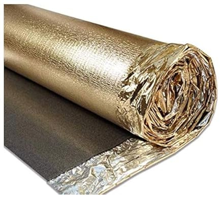 Acoustic Sonic Gold Underlay 5mm Thick - Choose Any Size - for All Wood, Laminate Flooring - Damp Proof Mebrane - Great Sound & Heat Insulation (5mm Thick, 45m2-3 Rolls)
