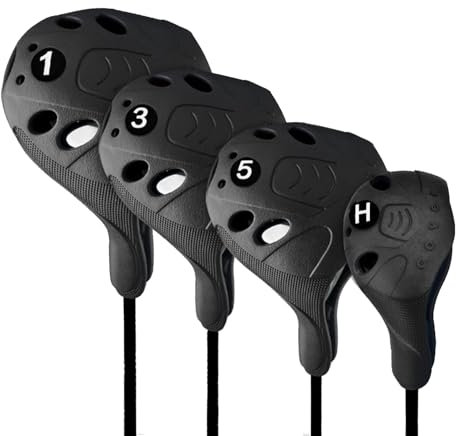 Golf Club Cover Set (Black- 4pcs Set)