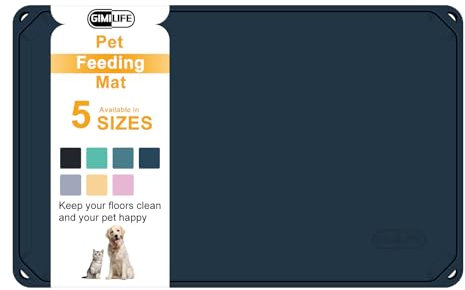 Gimilife Silicone Pet Food Mat for Dogs and Cats - Non-Slip Feeding Placemat With High Lips for Messy Drinkers