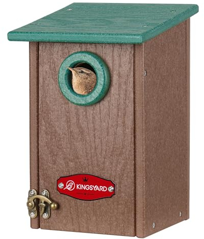 Kingsyard Vogelhaus aus recyceltem Kunststoff für den Außenbereich – Wetterfestes Zaunkönig-Nisthaus mit Raubtierschutz und Belüftungsöffnungen, Grün