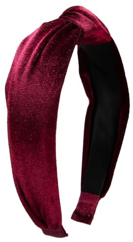 Alpenflüstern Trachten-Samt-Haarreif Knoten - Damen Haarschmuck, Haarband rutschfest fürs Dirndl (dunkel-rot) ADV153