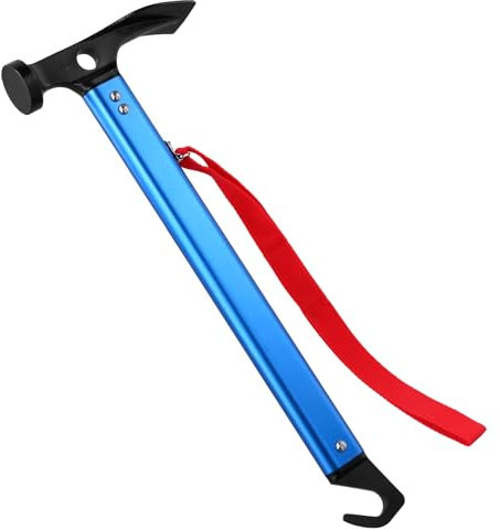 QWORK® Martello Campeggio 30.5 cm, Martello da Campeggio Esterno in Alluminio, Martello Tenda Multifunzionale con Dispositivo di Rimozione dei Picchetti Tenda