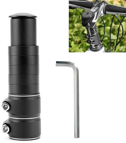 YHSKJCD Lenkererhöhung Fahrrad, Fahrradlenker Erhöhung, Fahrradlenker Vorbau, Fahrrad Gabelschaftverlängerung Gabelschaftverlängerung mit Sechskantschlüssel für 28,6 mm MTB Rennrad Stadträder Schwarz