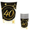 FIESTAS GUIRCA | 6 Gobelets Jetables de 40 Ans (240 ml) (9 cm) - Décoration de Table pour Fêtes - Idéal pour Célébrations et Événements - Noir, Or, Blanc