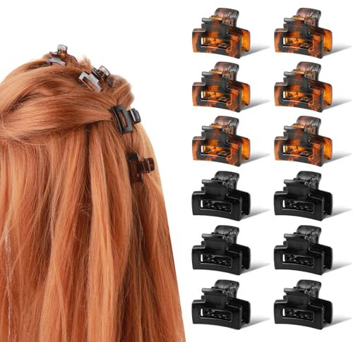 Sibba Pinzas para el pelo, 12 unidades, pinzas cuadradas para el pelo, pequeñas pinzas rectangulares mate, agarre fuerte, antideslizantes, accesorios para el cabello, horquillas para el cabello mate,