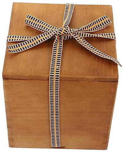 HAWILLOSCH Retro Wooden Keepsake Box Ceramic Tea Cup Vase Storage Box Porcelain Vase Display Case