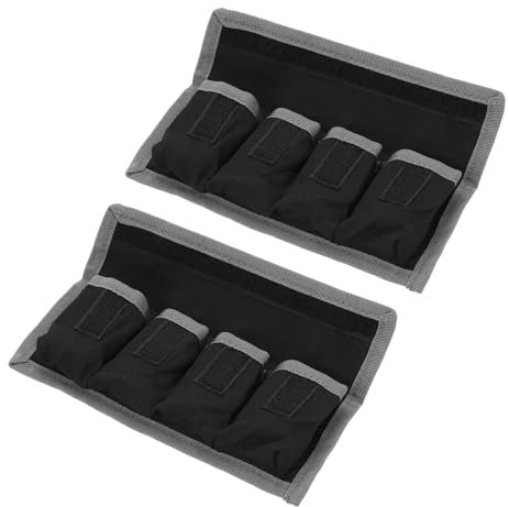 PATIKIL Camera Battery Pouch Cases, 4 Pocket Nylon DSLR Battery Case Holder Storage Bag for AAA, LP-E6, LP-E8, NP-FW50, EN-EL14, EN-EL15 Batteries (Gray)