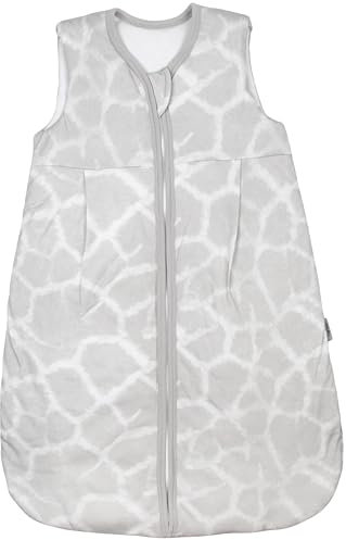 TupTam Schlafsack Baby 2.5 TOG – Atmungsaktiver Ganzjahresschlafsack für Kinder, OEKO-TEX zertifiziert, Farbe: Leoprint Grau, Größe: 56-62