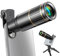 Andoer 22X Telefono Teleobiettivo Kit con Supporto Telefono Clip Obiettivo Oculare Panno di Pulizia Mini Treppiede per Escursionismo Campeggio Osservazione Fauna Selvatica Luna Sport Gioco Concerto