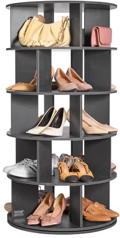 VEVOR Drehbarer Schuhregalturm Schuhregal zur Aufbewahrung mit 5 Ebenen, 360° drehbare Schuhpräsentation, Lazy Susan Schuhregal-Organizer, ideal für Schlafzimmer Wohnzimmer Eingangsbereich, Schwarz