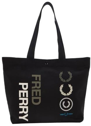Fred Perry L6280 L6280 Tragetasche für Herren und Damen, 100 % Baumwolle, Lorbeerkranz, Schwarz, Schwarz , One Size