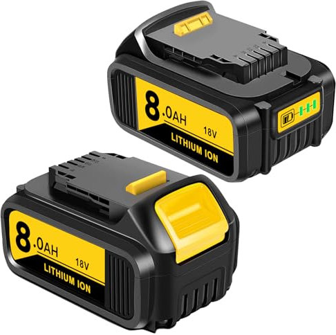 2-Pack 8.0Ah replacement battery for Dewalt Battery 18V,Compatible with Dewalt 18V Battery DCB184 DCB186 DCB200 DCB206 for Dewalt Batteries 18V power tools