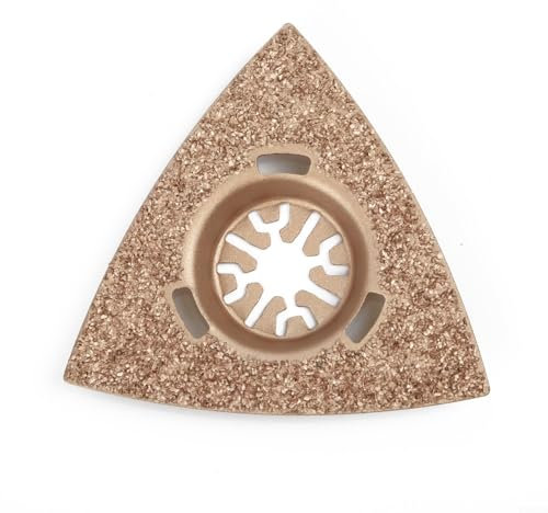 Oszillierende Werkzeugklingen, Hartmetall-Raspel zum groben Schleifen von Spachtelmaterial, Fliesen, Holz, StarLock-Halterung, dreieckige Form, perforiert