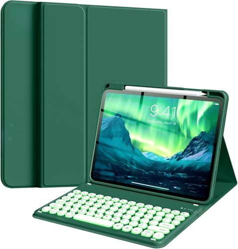NUWONAYA Keyboard Case for iPad 11th (A16 2025)/iPad 10th Generation, Cute Color Magnetic Detachable Stand Keyboard Cover with Pencil Holder，Teal
