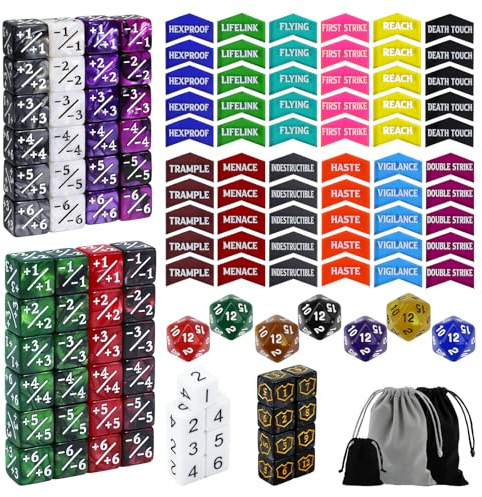 MTG Schlüsselwortzähler und MTG-Lebenszähler-Würfel-Set für Magic The Gathering, kompatibel mit MTG CCG Kartenspielzubehör, 130 Stück