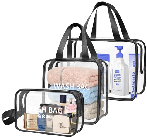 ZIOSINM 3 Stück Reise Kulturbeutel Transparent, Kulturtasche Damen