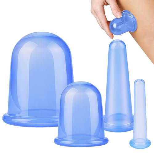 4 pièces Ventouses en silicone,Ventouses en silicone Soin en Massage,Tasses de Massage en Silicone,ventouses pour le corps et le visage,Tasses de Massage Pour le corps,Simple d'utilisation