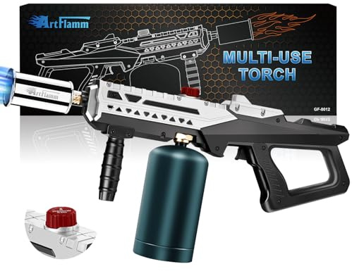 ARTFLAMM Propane Torch Gun, Powerful Grill & Cooking Blow Torch, Propane Torch Head with Igniter, Adjustable Flamethrower for BBQ, Campfire, Gas Welding Equipment(Tank Not Included)