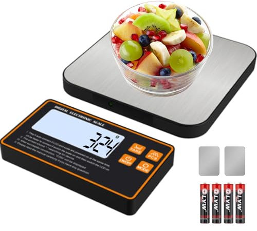 3T6B Küchenwaage Digital, 15KG Hochpräzise 1g Aufgeteiltes Wireless Küchenwaage mit Zählfunktion und Tara Funktion, 7 Maßeinheiten, LCD, Wasserdichte 304 Edelstahl für Kochen, Backen, Inkl Batterien