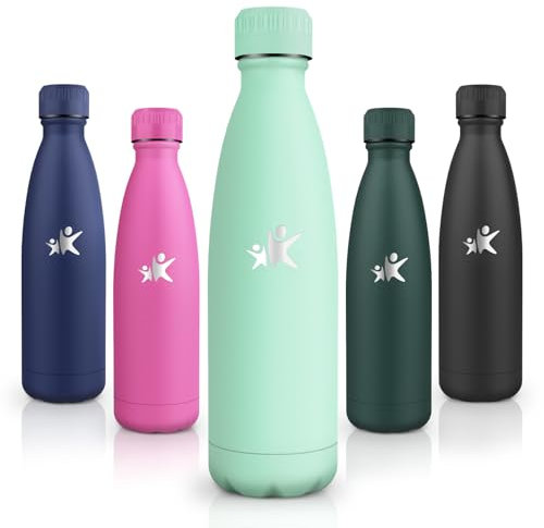 Motswedi Botella Termica, 500ml sin BPA, Botella Agua Acero Inoxidable, a Prueba de Fugas de Doble Pared, Botella Agua Niños, Mantiene Calor&Frío, Botella para Niños, Deporte, Gimnasio, Verde Azulado