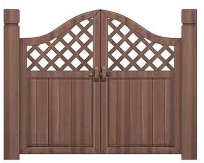 XLIHAWY Gewölbtes Doppeltür-Zauntor, Holz-Gartentor Für Den Außenbereich, Bodeneinbau Sichtschutzzaun Für Den Innenhof Gemüsegarten(140x130cm)
