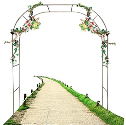 Arco da esterno in acciaio inox, pergolato per piante rampicanti, rose e fiori, arco per pergolato, 150 x 240 cm, perfetta decorazione per matrimoni ed eventi