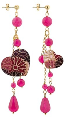 Lebole Maison Orecchini Cuore Ciuffo Tessuto Fucsia