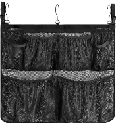 Gutol Pool Storage Bag,Organiser Net with 6 Mesh Pockets,Storage Basket for Above Ground Pool, Suitable for 5 Cm Less Top Rail, Black