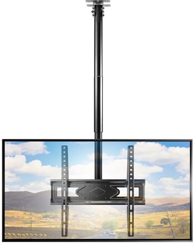 Ceiling TV Mount for 26-65 Inch LCD LED OLED 4K TVs, Heavy Duty Hanging TV Ceiling Mount Bracket with Height Adjustable 39” Extension Pole for Home Patio Gazebo, Max VESA 400x400mm, Holds 110lbs