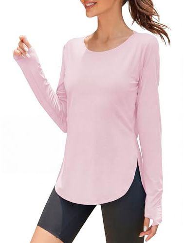 Rapbin UV Shirt Damen Langarm Sportshirt Damen UPF 50+ Leichtes Atmungsaktiv Funktionsshirt Sport Oberteile Damen Rundhals Fitness Activewear with Daumenloch
