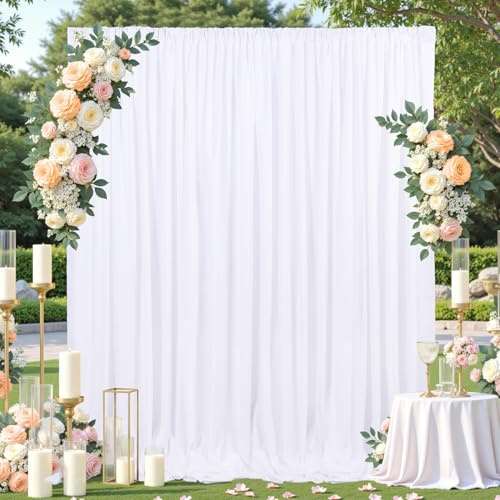 3x3m Weiß Hintergrund Vorhang - 2 Stücke 1.5x3m Hochzeit Kulissen für Geburtstag Fotohintergrund Babydusche Brautdusche Fotowand Hintergrund Vorhang Fotoshooting