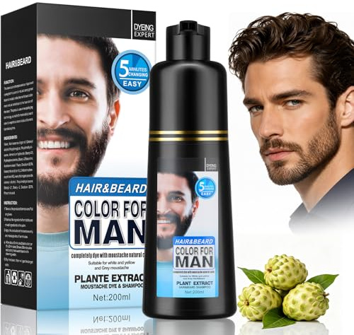 Schnurrbart und Bart Dunkelbraun Farbstoff For Men,Graue Haare an Bart und Schläfen abdecken,Schnelle Anwendung in 5 Minuten, eliminiert Grau für ein dickeres und volleres natürlichen Aussehen