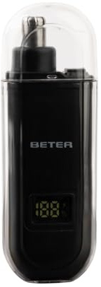 Beter - Elektrischer Nasen- und Ohrhaartrimmer, wiederaufladbar per USB-C, Haartrimmer mit Digitalanzeige, rotierende Klingen, kabellos, tragbarer Haartrimmer, präzises und sicheres Trimmen