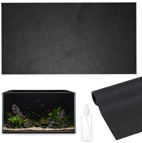 Vetin 2er Set Aquarium Rückwandfolie, statisch haftende Hintergrundfolie schwarz 40x200cm