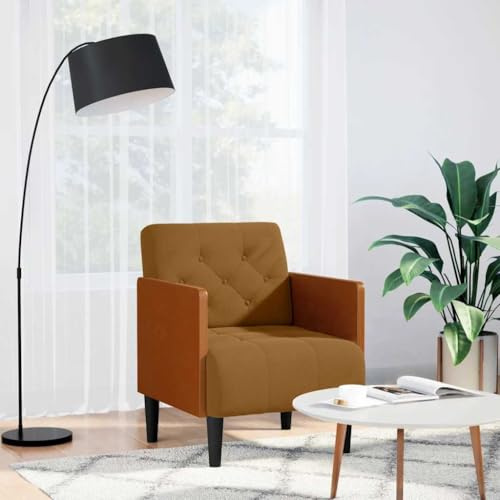 Cartvyn Poltrona con braccioli, in velluto marrone, larghezza della seduta, 55 cm, per soggiorno, camera da letto, ufficio, comoda poltrona relax per leggere, guardare la TV, rilassarsi con design